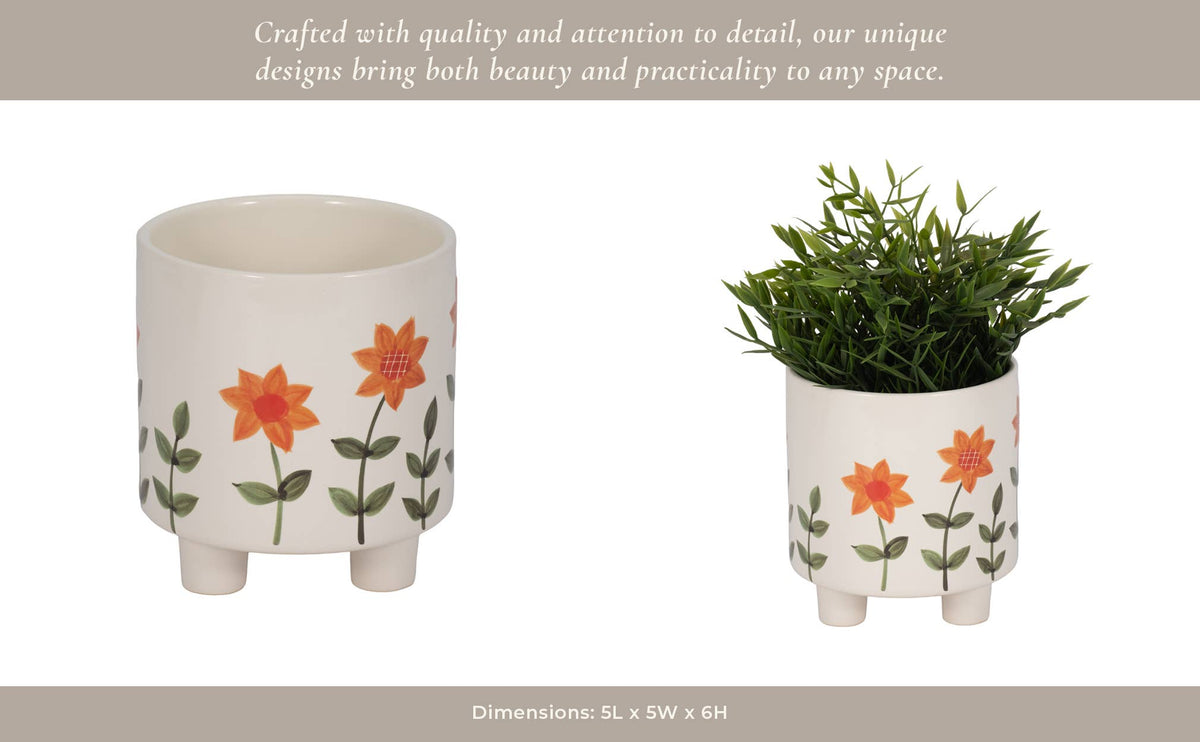 White Ceramic Hand Painted, 6 in.