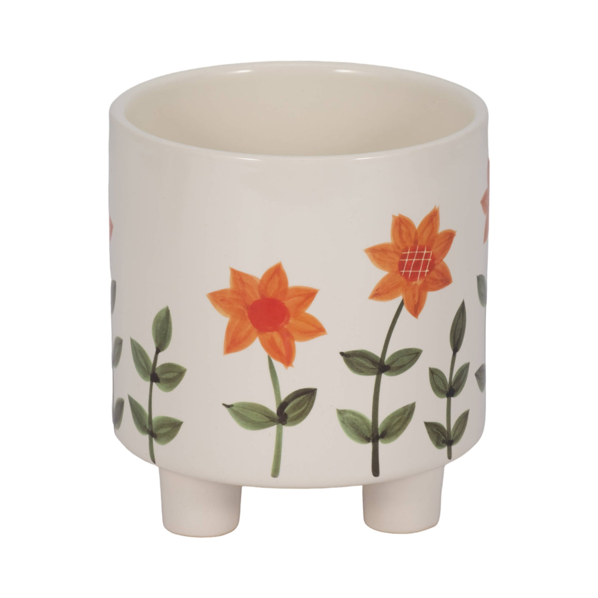 White Ceramic Hand Painted, 6 in.