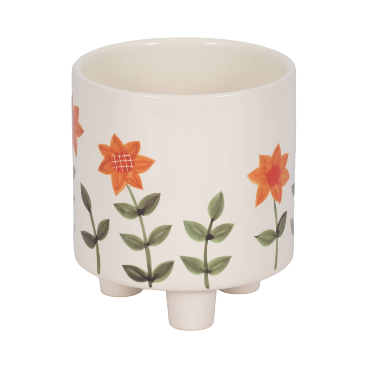 White Ceramic Hand Painted, 6 in.